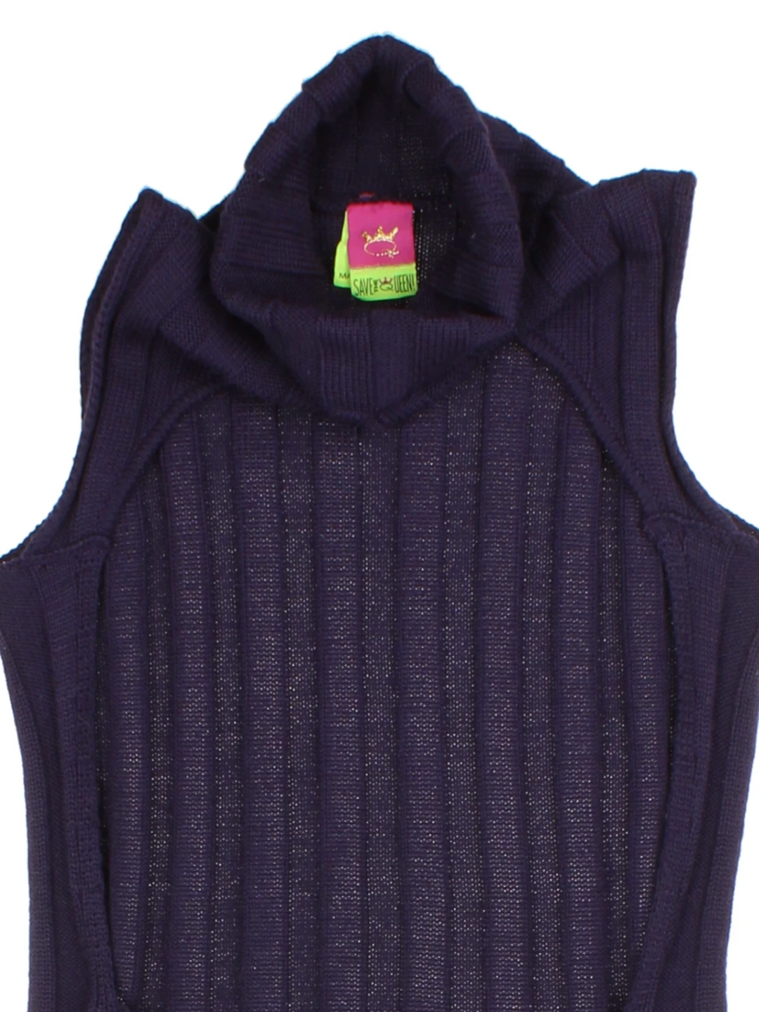 Y2K Purple Ribbed Knit Cut Out Top (Size M)