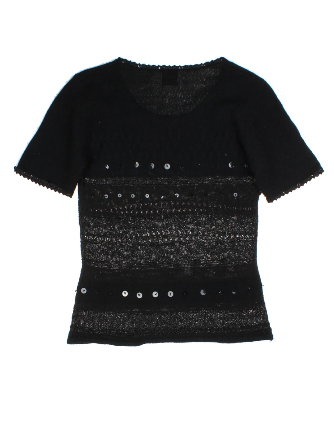 Y2K Black Textured Sequin Knit Top (Size M)