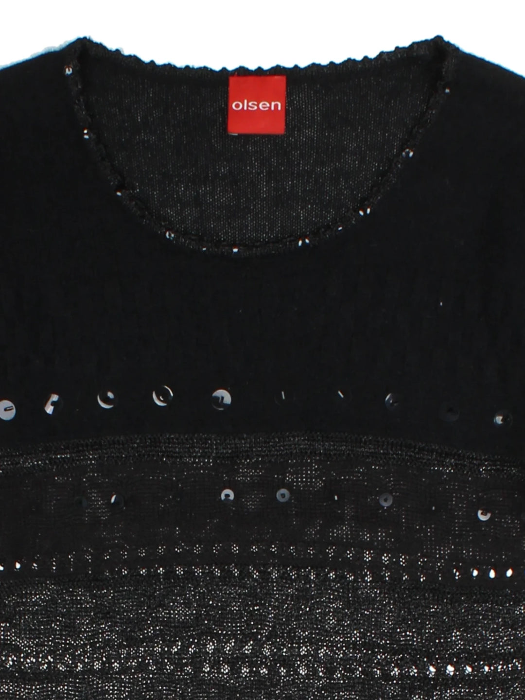 Y2K Black Textured Sequin Knit Top (Size M)
