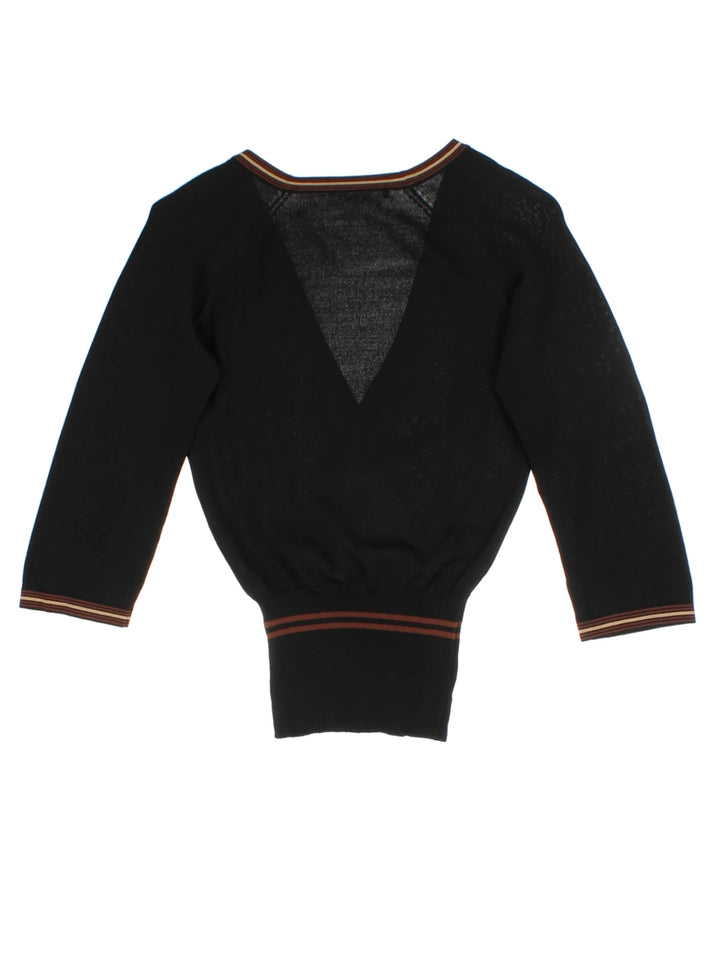 Y2K Black Wrap Knit Top (Size S)