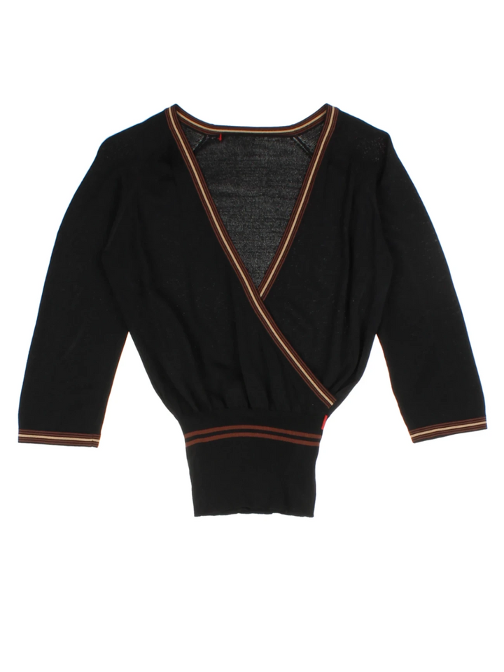 Y2K Black Wrap Knit Top (Size S)
