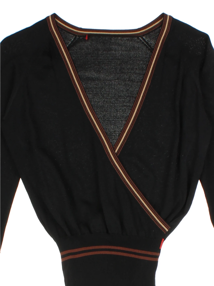 Y2K Black Wrap Knit Top (Size S)
