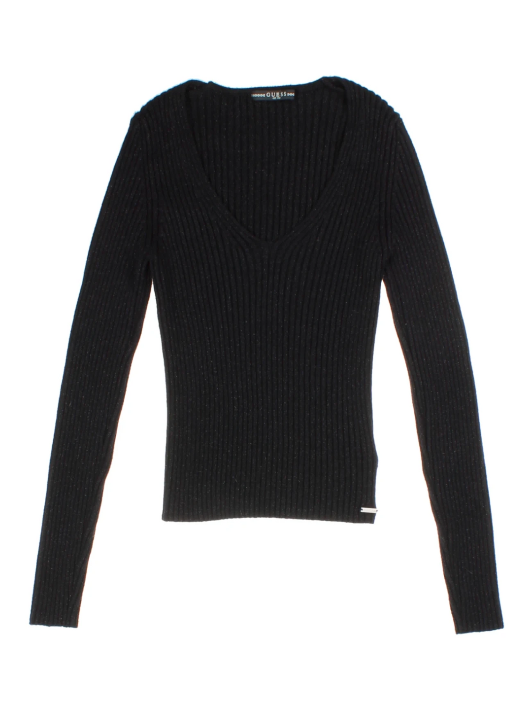 Y2K Guess Black V-Neck Knit Jumper (Size M)