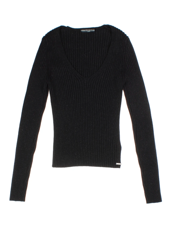 Y2K Guess Black V-Neck Knit Jumper (Size M)