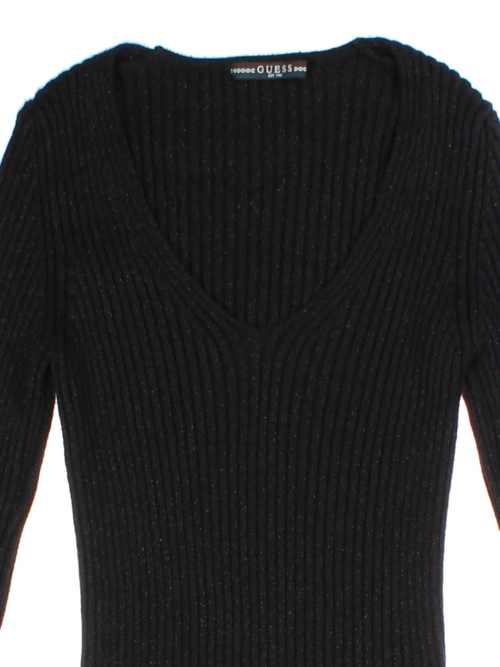 Y2K Guess Black V-Neck Knit Jumper (Size M)
