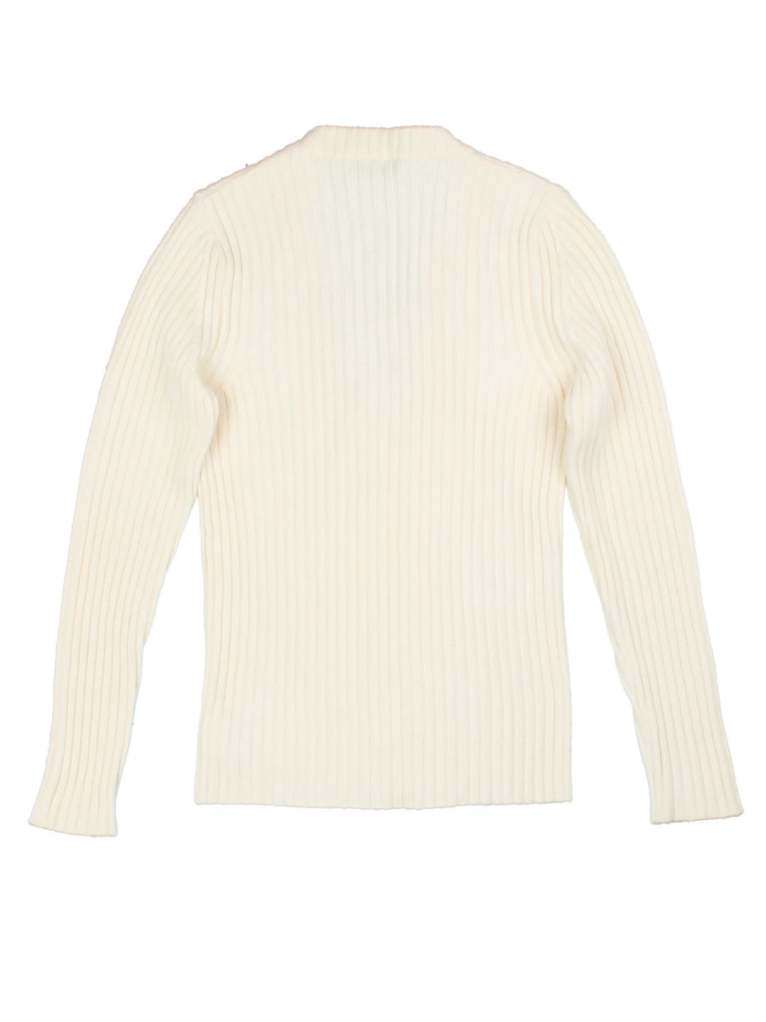 Y2K White V-Neck Wool Knit Jumper (Size M)