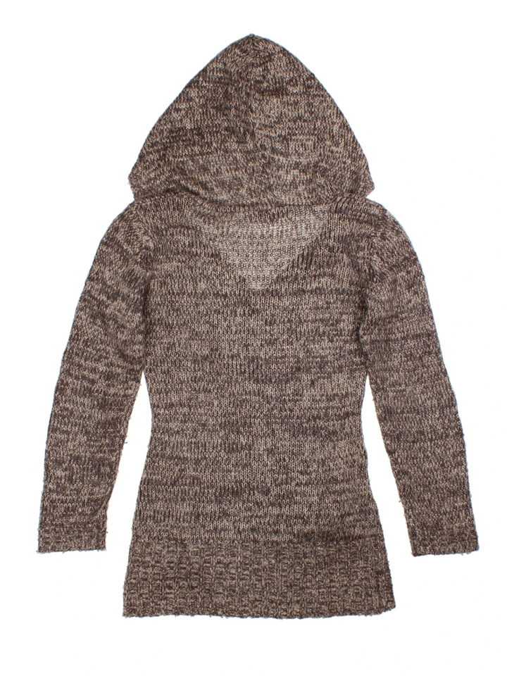 Y2K Brown Hooded Cable Knit Hoodie (Size M)
