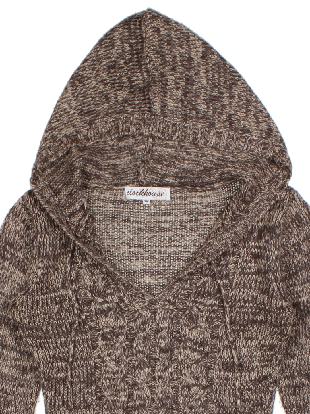 Y2K Brown Hooded Cable Knit Hoodie (Size M)