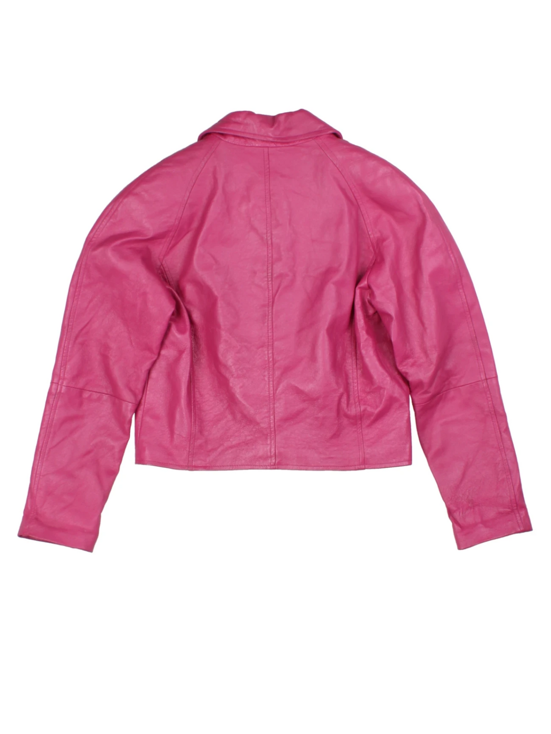Y2K Pink Zip-Up Leather Jacket (Size S)