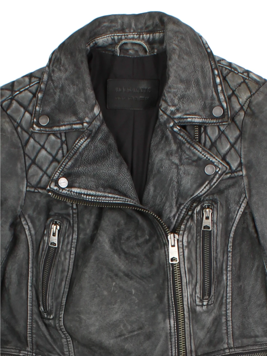 Y2K Black Leather Biker Jacket (Size XS)