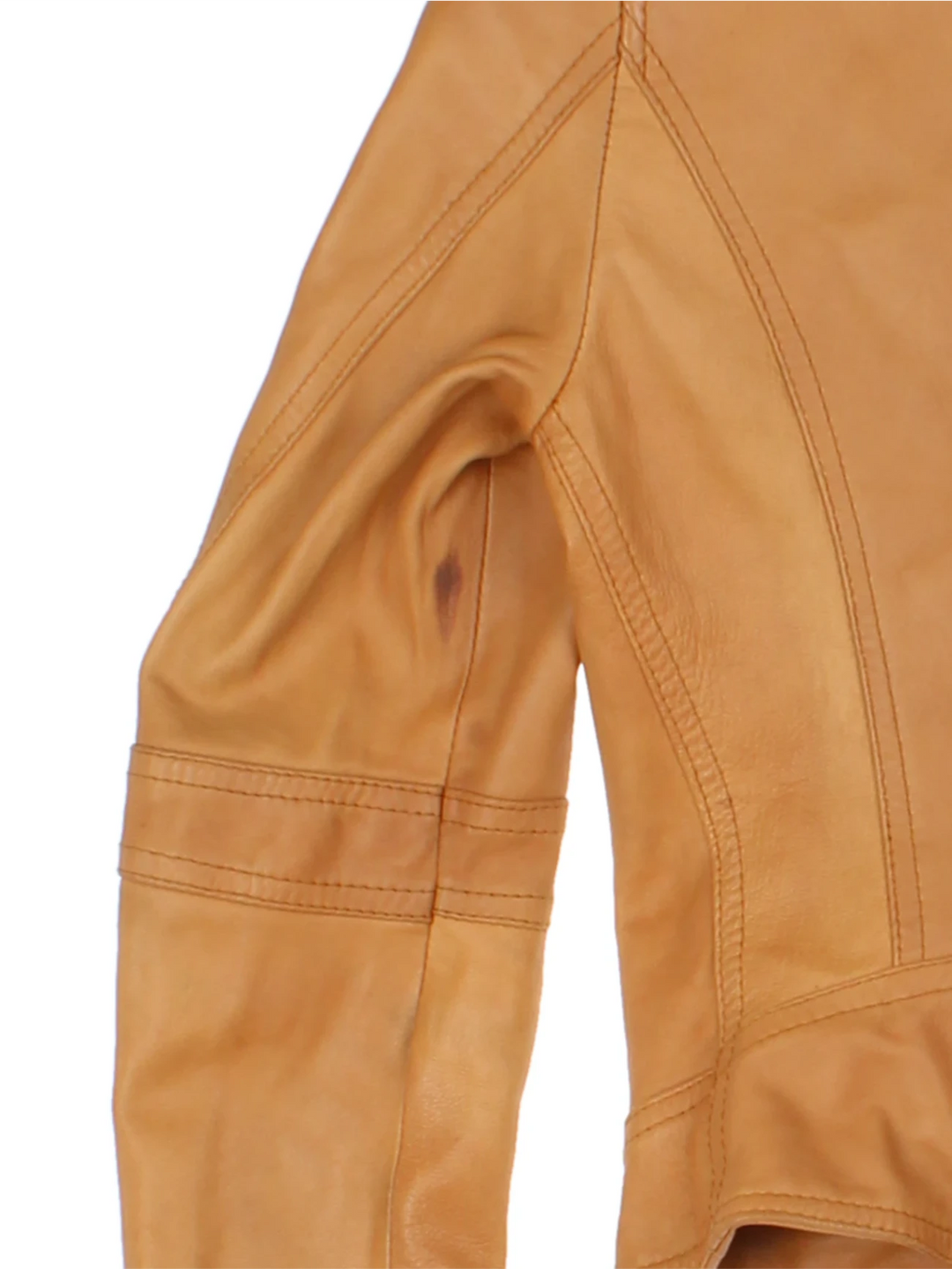 Y2K Tan Leather Moto Jacket (Size XS)