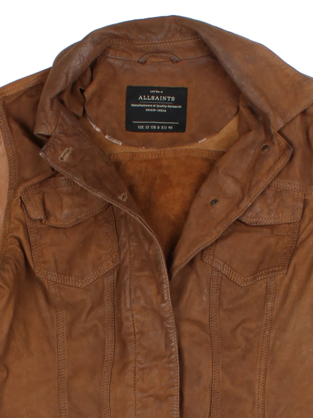 Y2K Brown Leather Jacket (Size S)