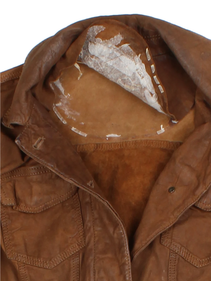 Y2K Brown Leather Jacket (Size S)