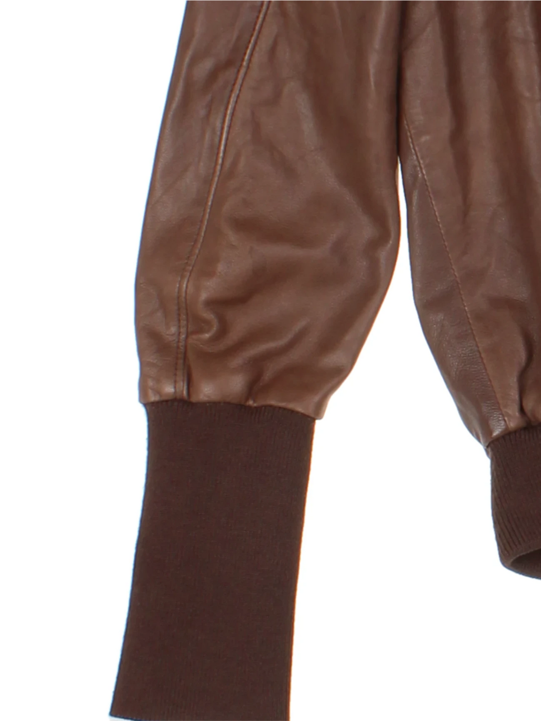 Y2K Brown Leather Bomber Jacket (Size M)
