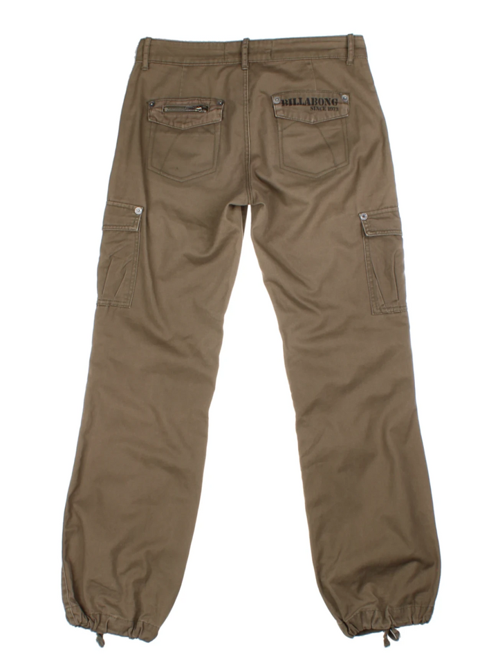 Y2K Billabong Green Embroidered Cargo Trousers (Size S)