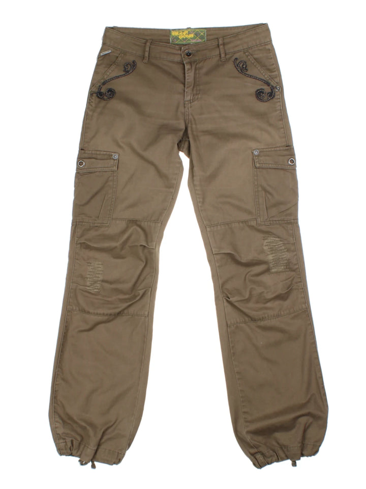 Y2K Billabong Green Embroidered Cargo Trousers (Size S)