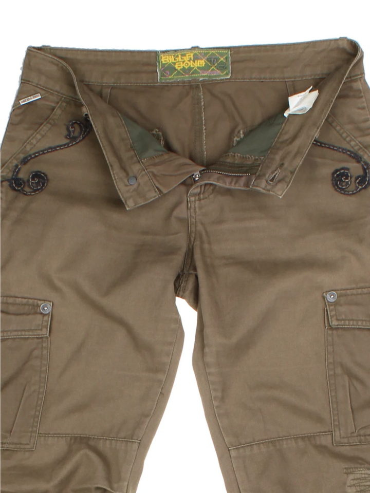 Y2K Billabong Green Embroidered Cargo Trousers (Size S)