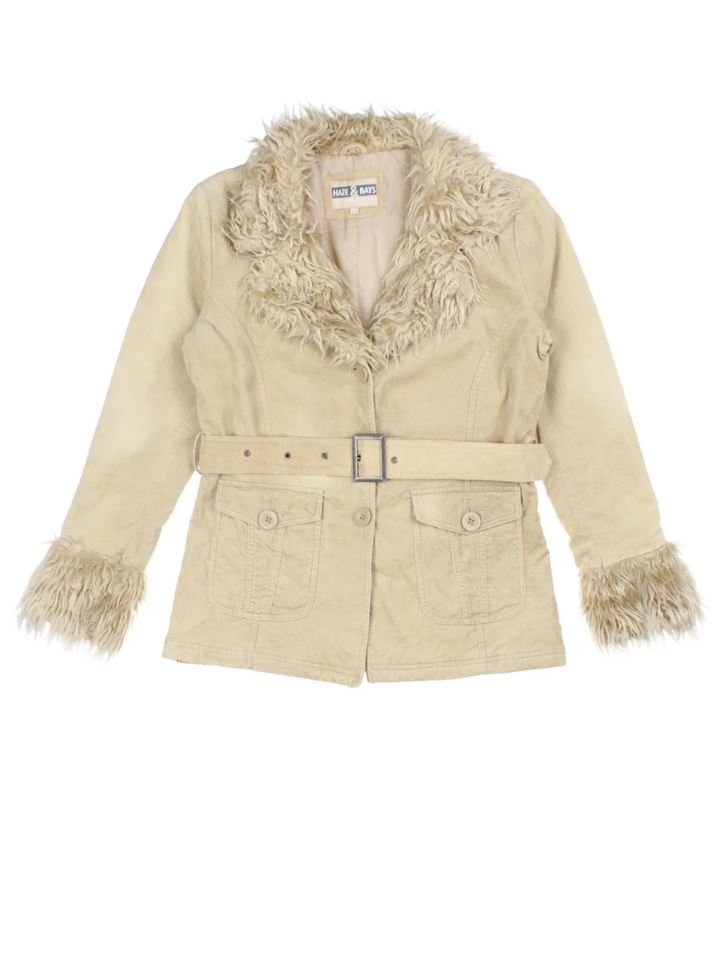 Y2K Tan Belted Jacket (Size M)