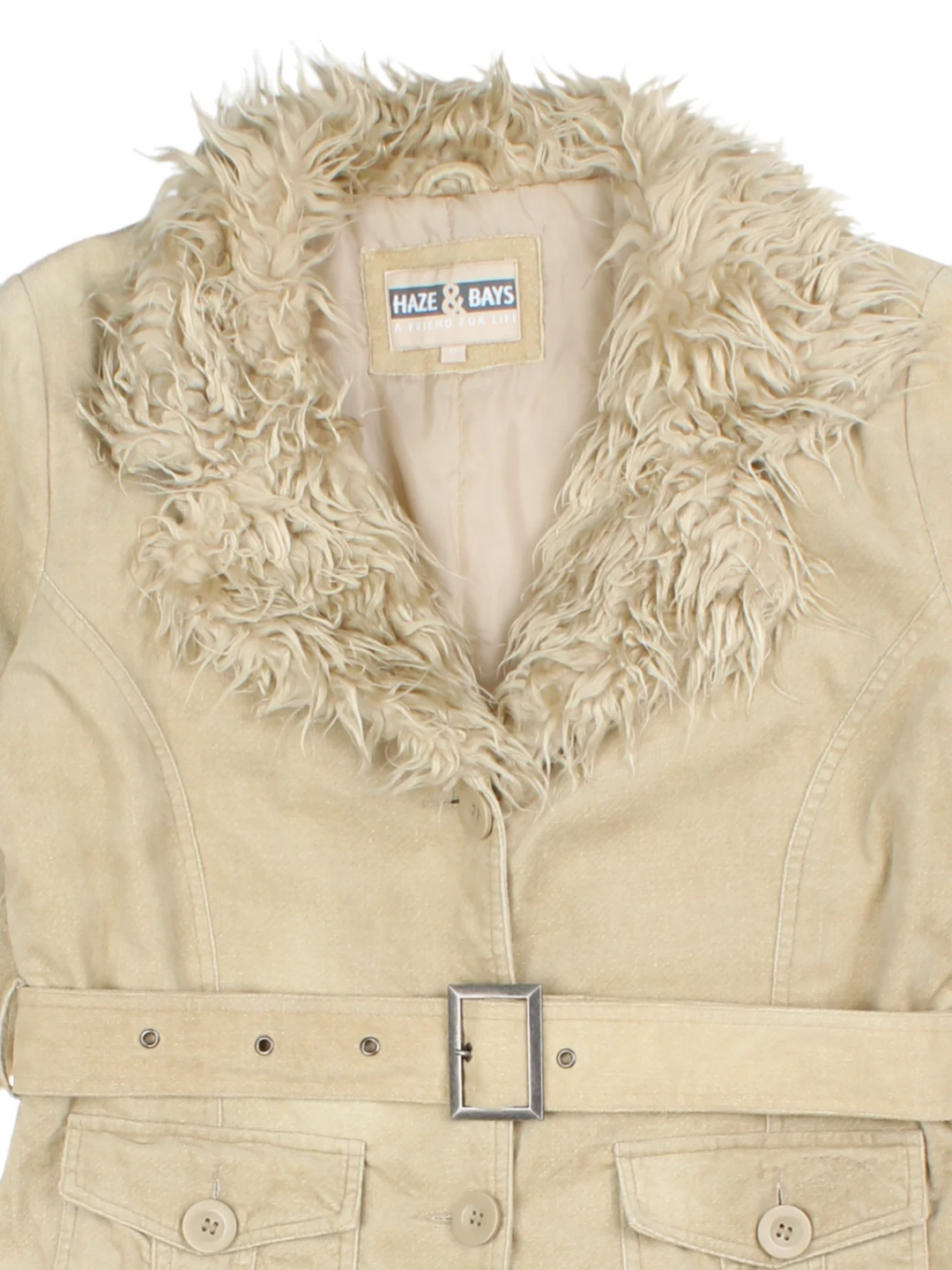 Y2K Tan Belted Jacket (Size M)