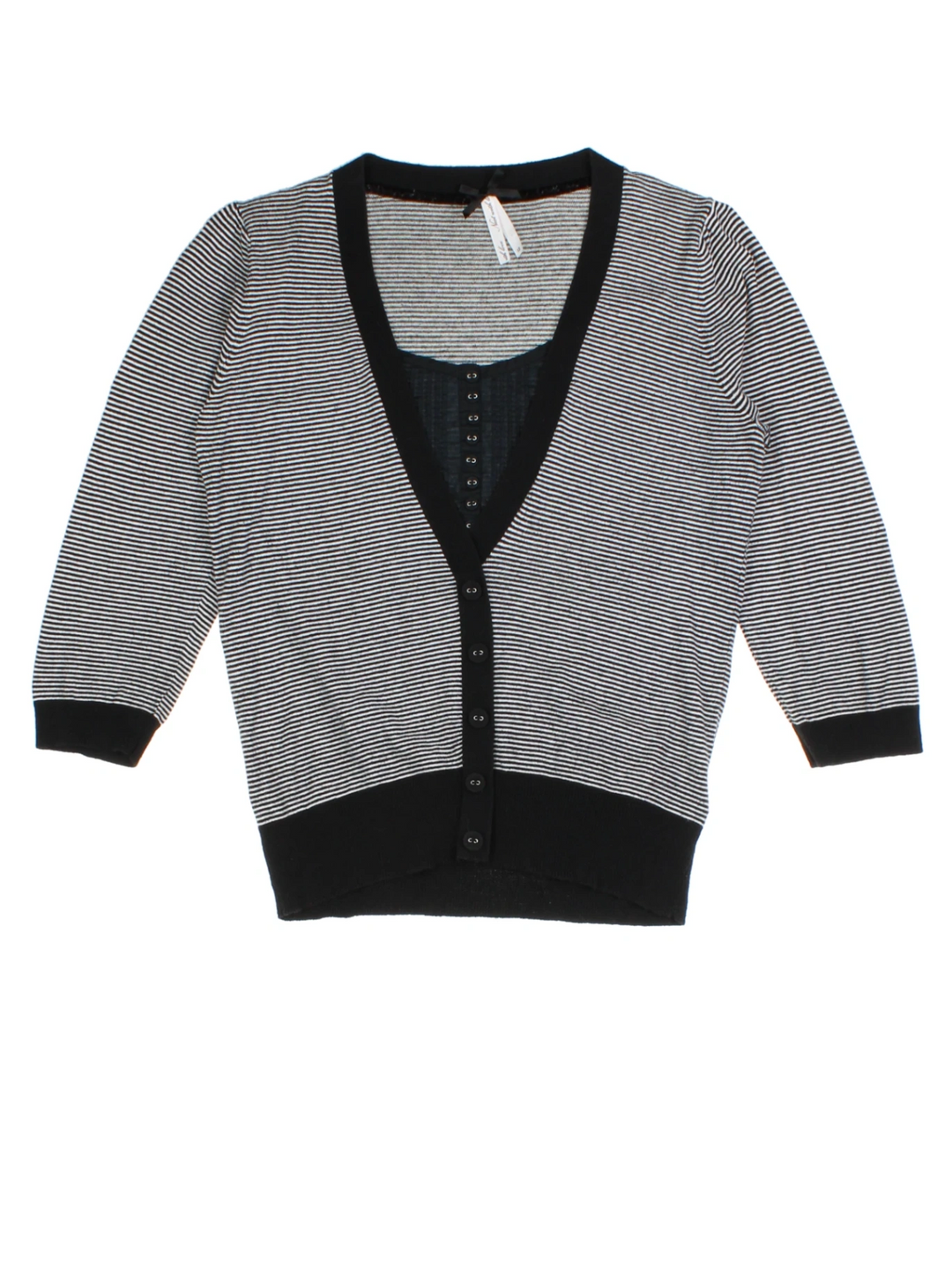 Y2K Black Strpie V Neck Cardigan (Size M)