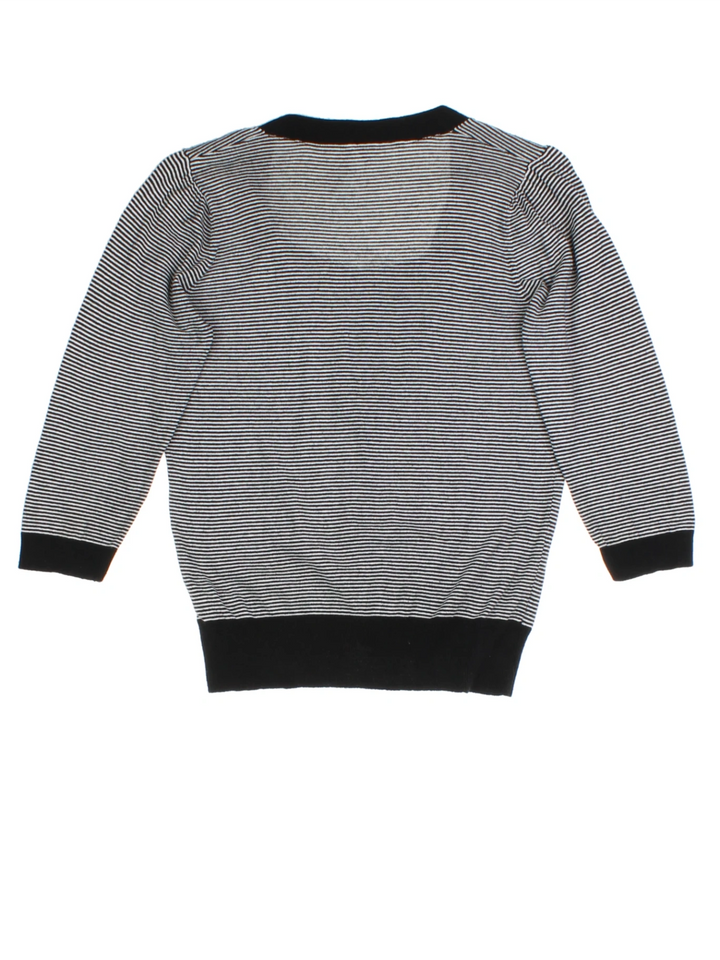 Y2K Black Strpie V Neck Cardigan (Size M)