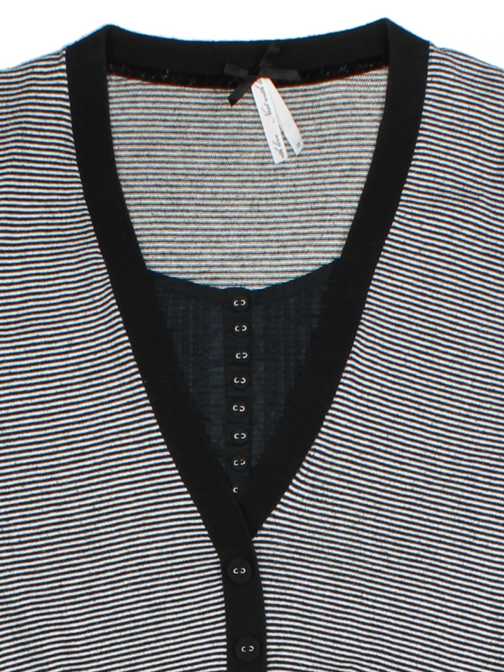 Y2K Black Strpie V Neck Cardigan (Size M)