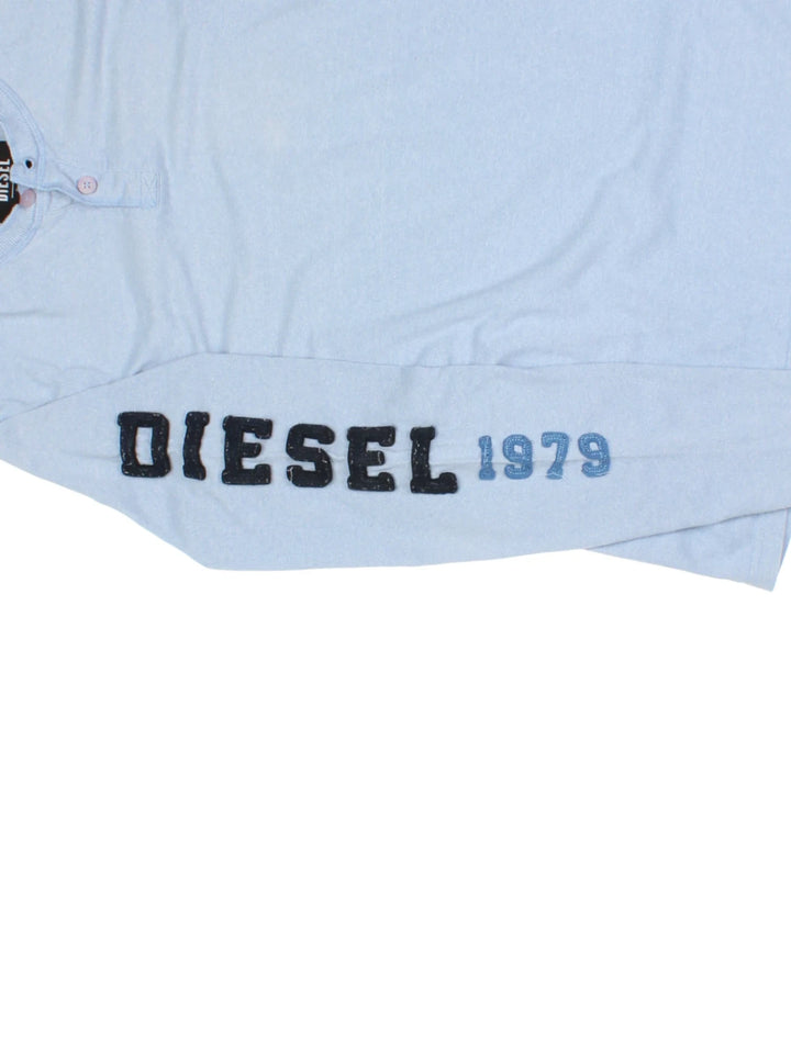 Y2K Diesel Blue Henley T-Shirt (Size M)