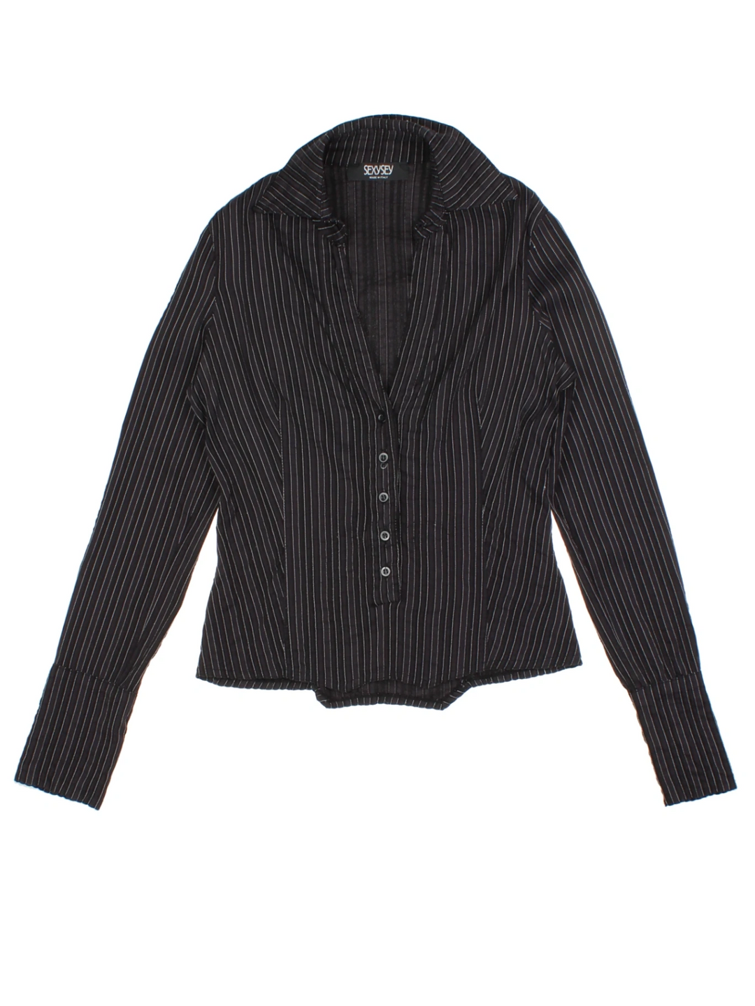 Y2K Black Pinstripe Shirt (Size M)