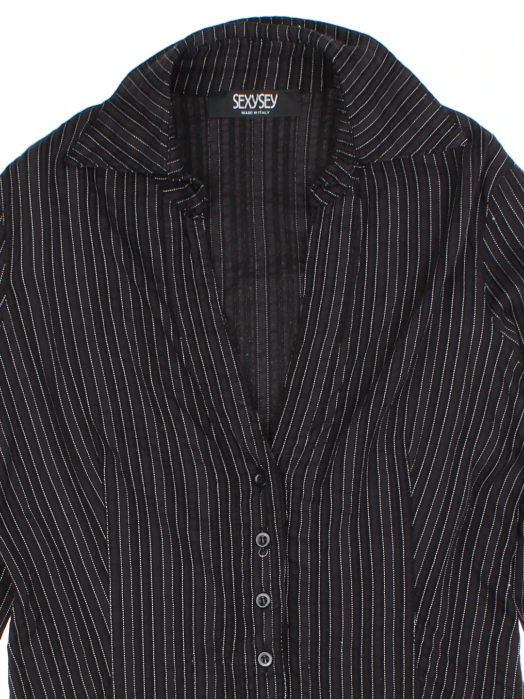 Y2K Black Pinstripe Shirt (Size M)