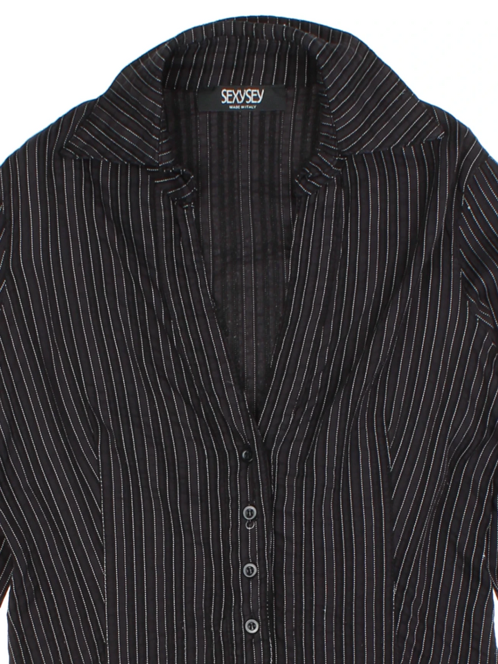 Y2K Black Pinstripe Shirt (Size M)