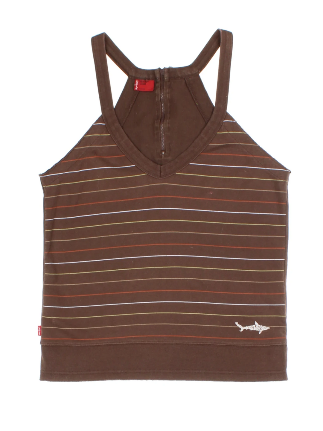 Levi Strauss Brown Stripe Racerback V-Neck Tank Top (Size S)