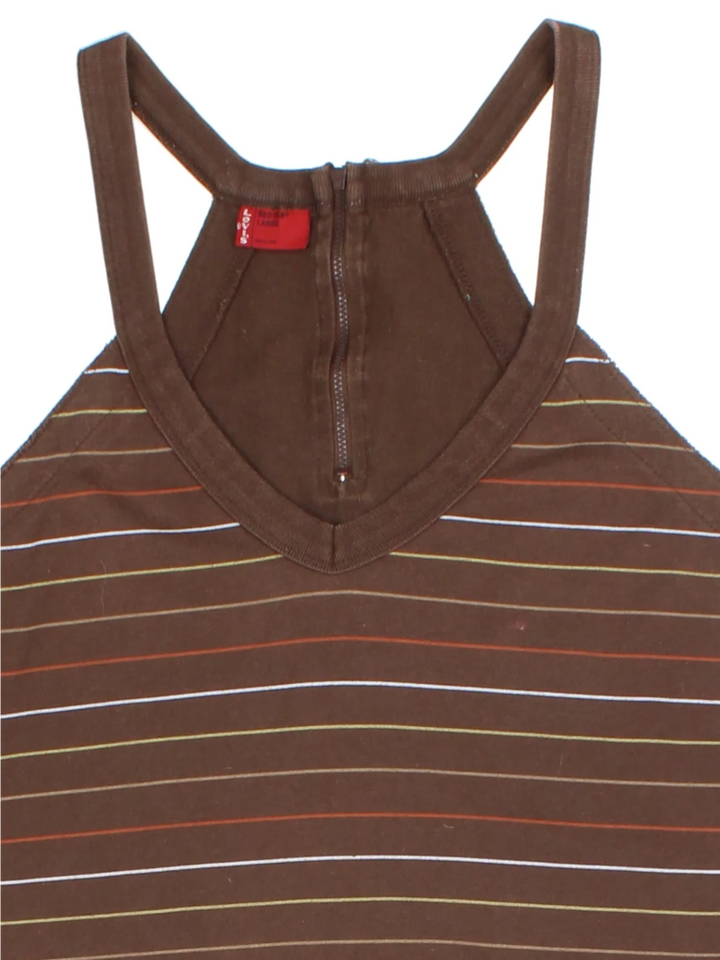 Levi Strauss Brown Stripe Racerback V-Neck Tank Top (Size S)