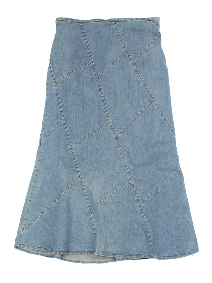 Y2K Blue Denim Midi Skirt (Size S)