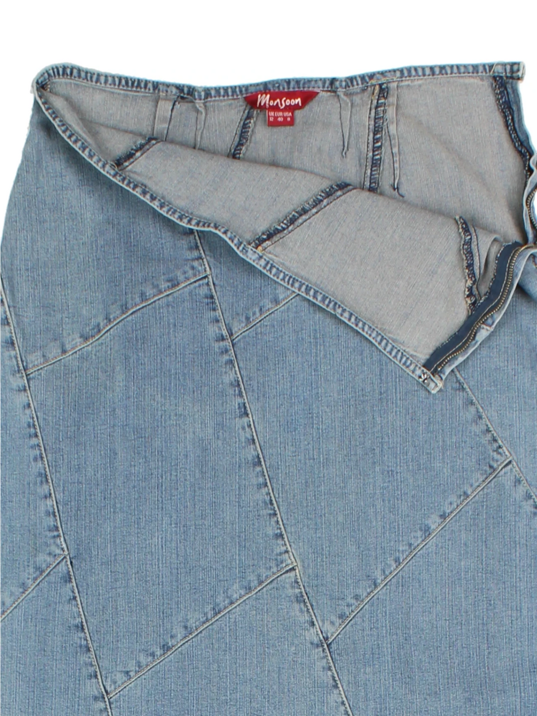 Y2K Blue Denim Midi Skirt (Size S)