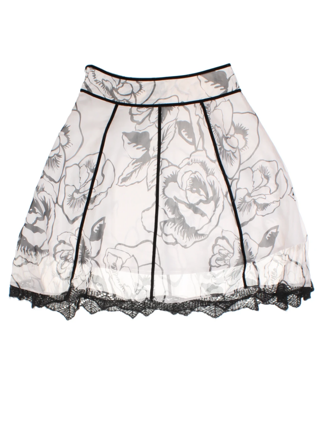 Y2K White Floral Layered Mini Skirt (Size S)