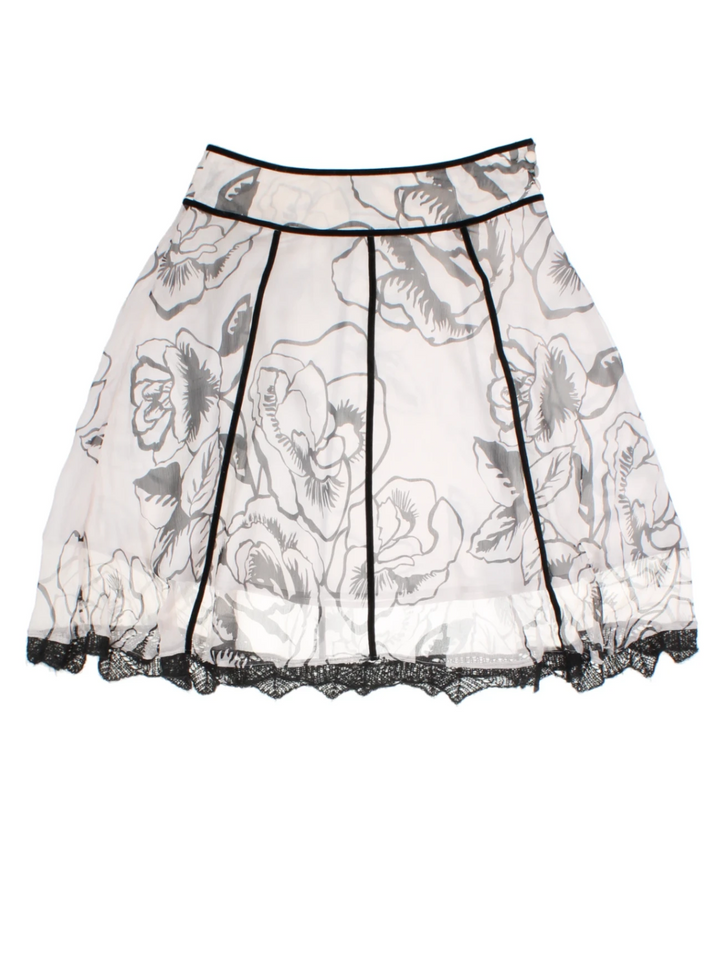Y2K White Floral Layered Mini Skirt (Size S)