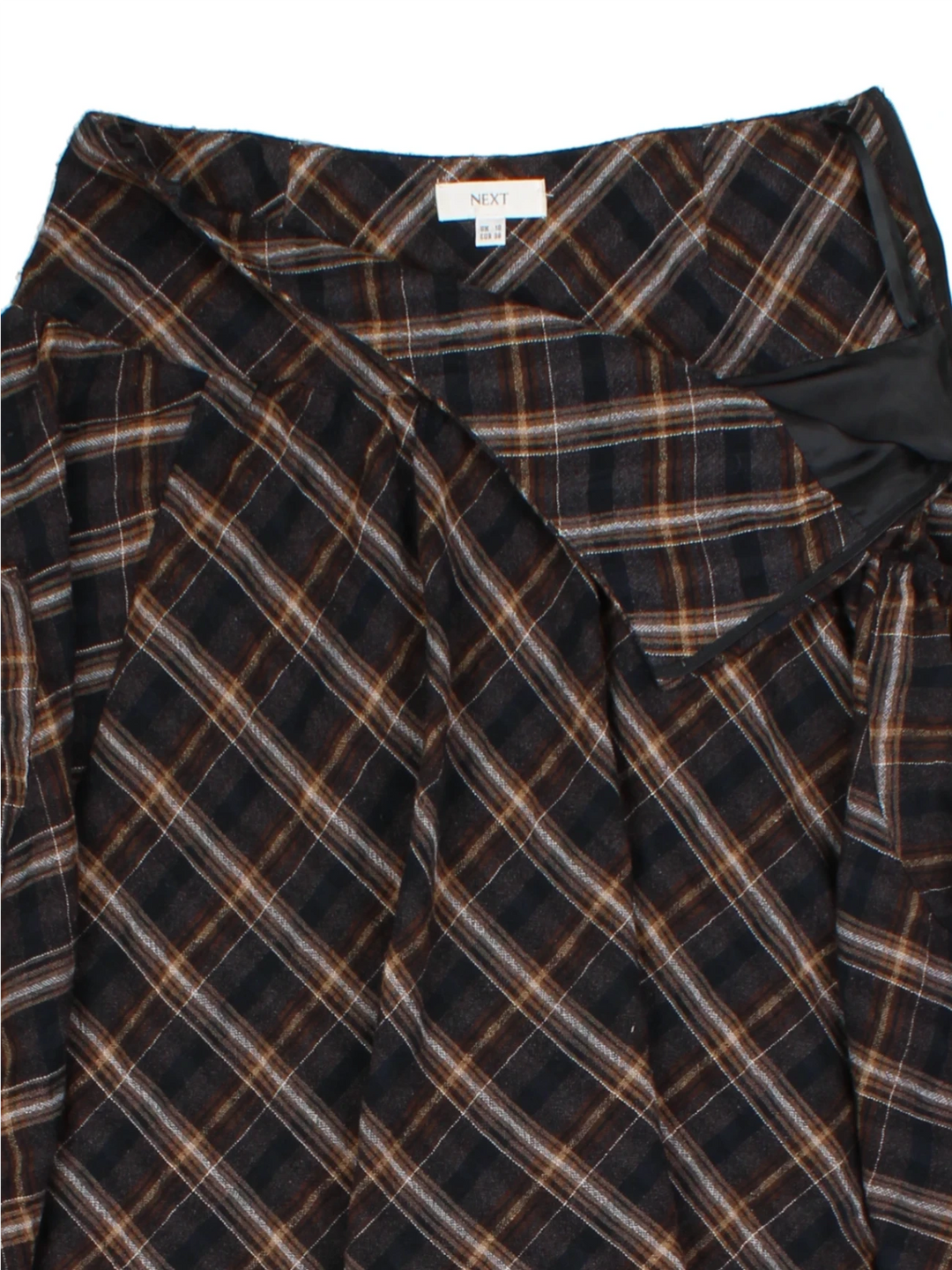 Y2K Brown Checked Layered Mini Skirt (Size M)
