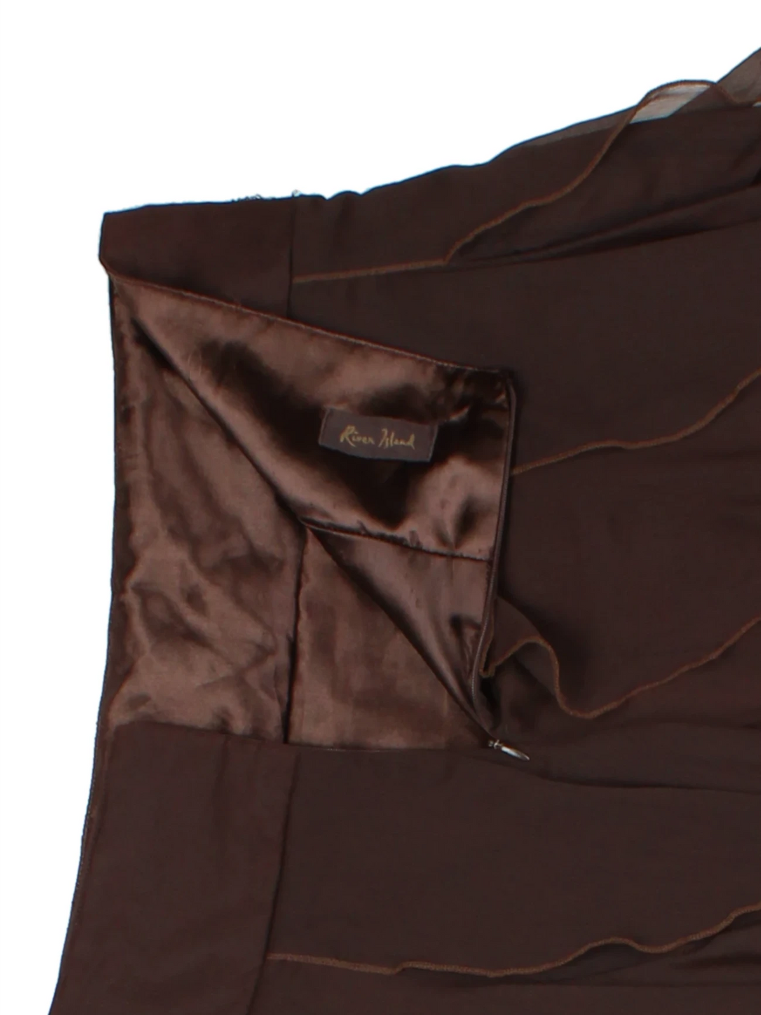 Y2K Brown Embellished Layered Mini Skirt (Size M)