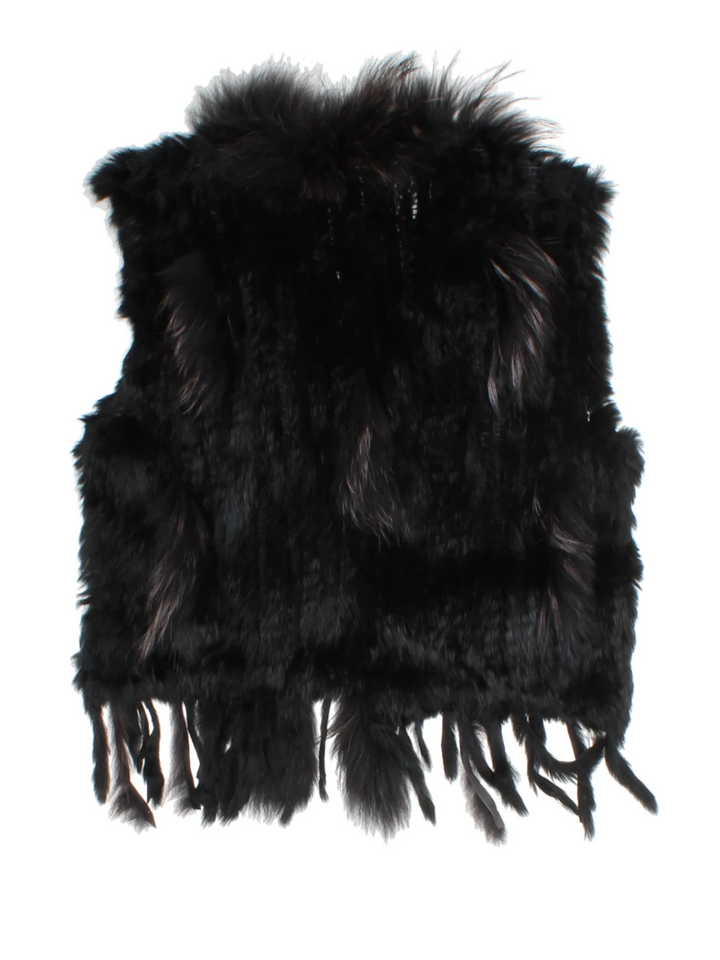 Y2K Black Fur Gilet (Size M)