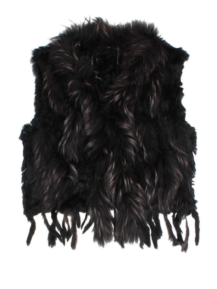 Y2K Black Fur Gilet (Size M)