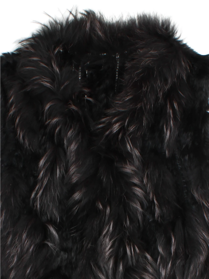 Y2K Black Fur Gilet (Size M)
