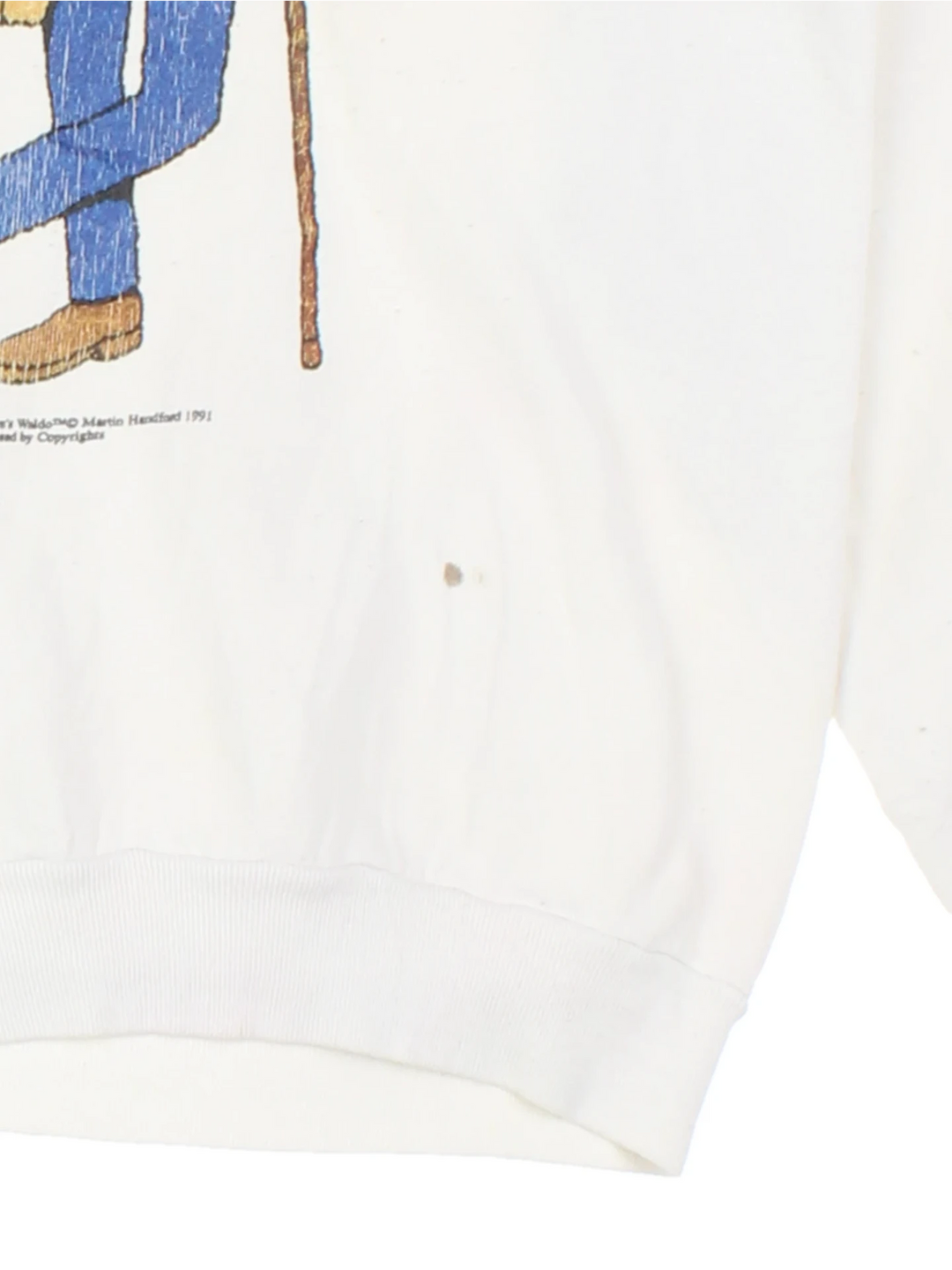 90s Waldo White Graphic Sweater (Size S)