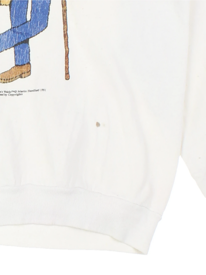 90s Waldo White Graphic Sweater (Size S)
