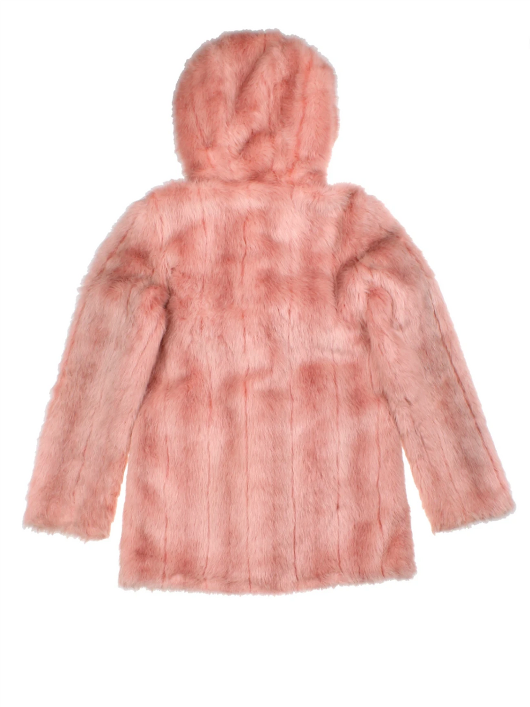 Y2K Pink Hooded Faux Fur Jacket (Size XXS)