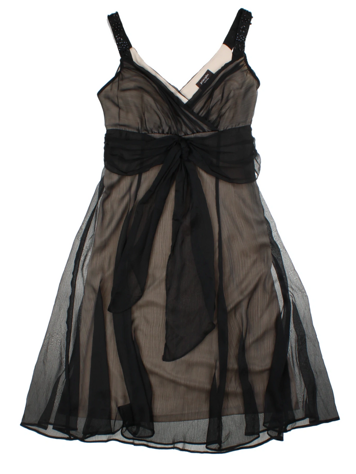 Y2K Principles Black Layered Midi Dress (Size XXS)