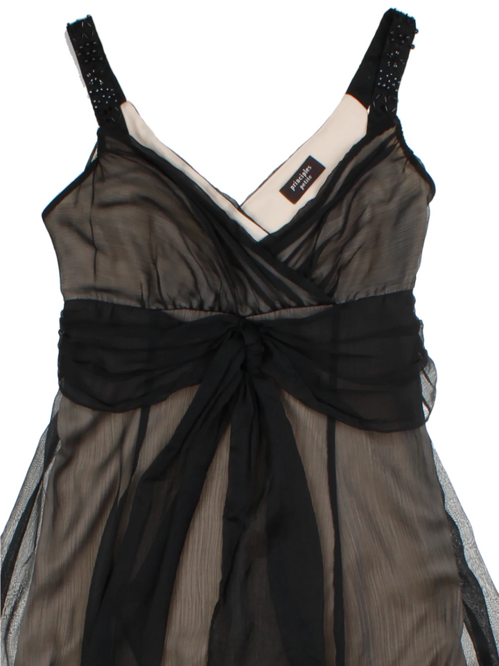 Y2K Principles Black Layered Midi Dress (Size XXS)