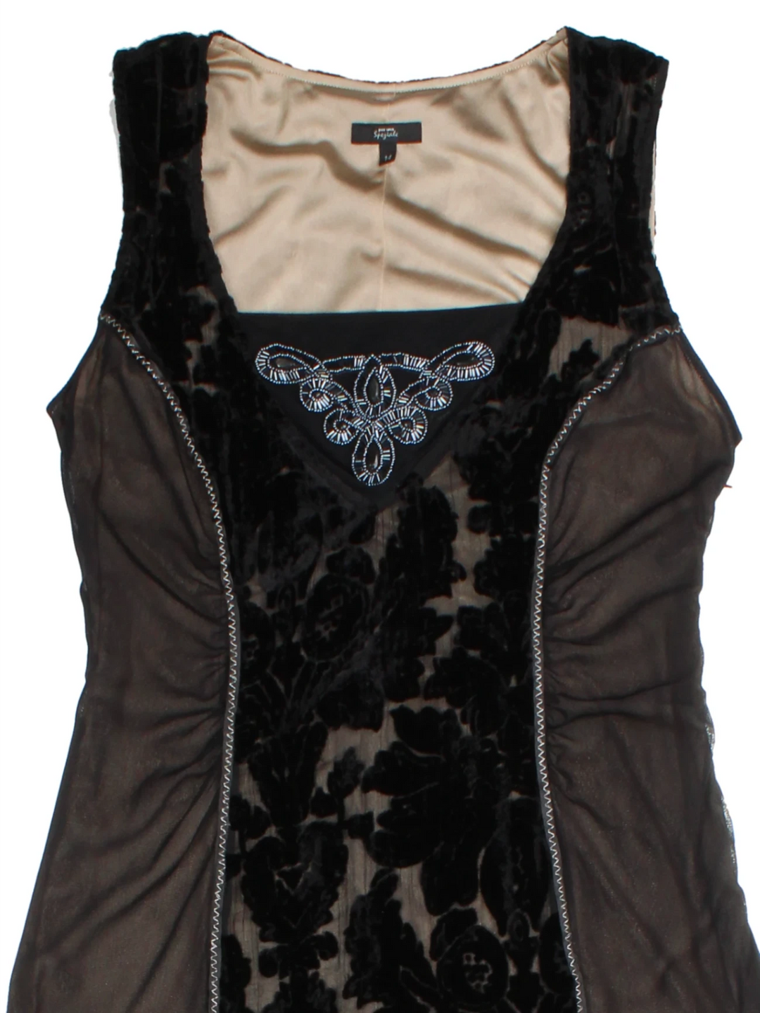 Y2K Per Una Black Lace Layred Midi Dress (Size S)