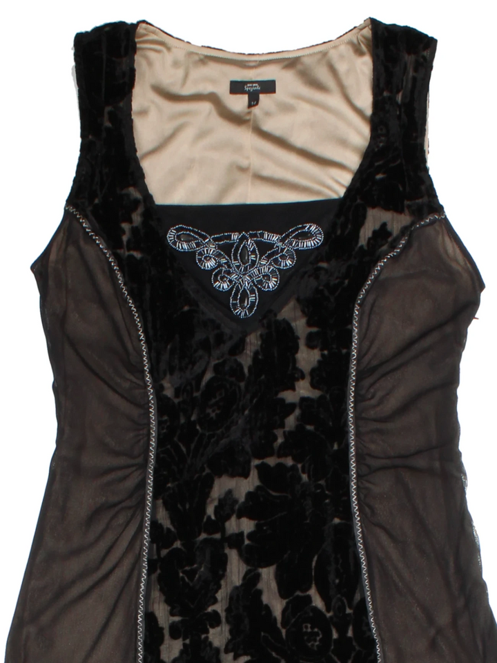 Y2K Per Una Black Lace Layred Midi Dress (Size S)