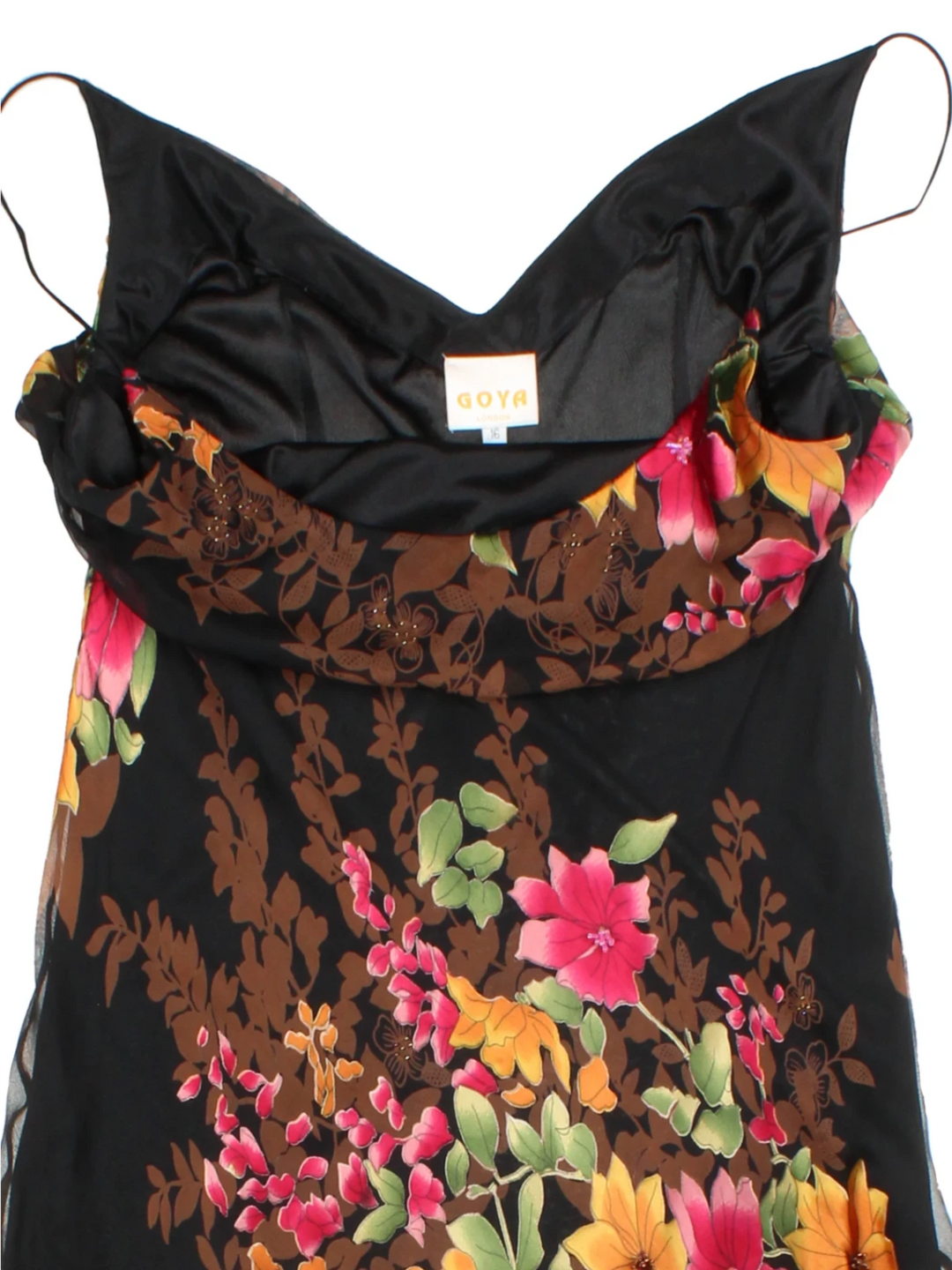 Y2K Black Floral Slip Midi Dress (Size M)
