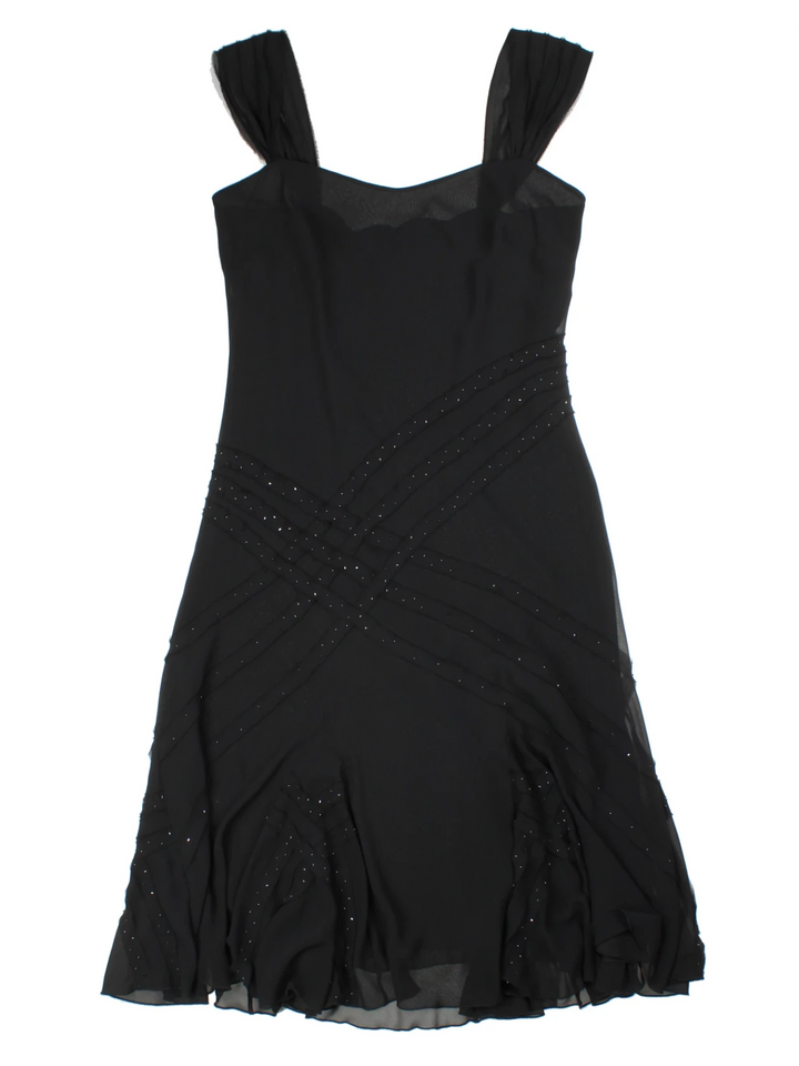 Y2K Black Embellished Midi Dress (Size M)